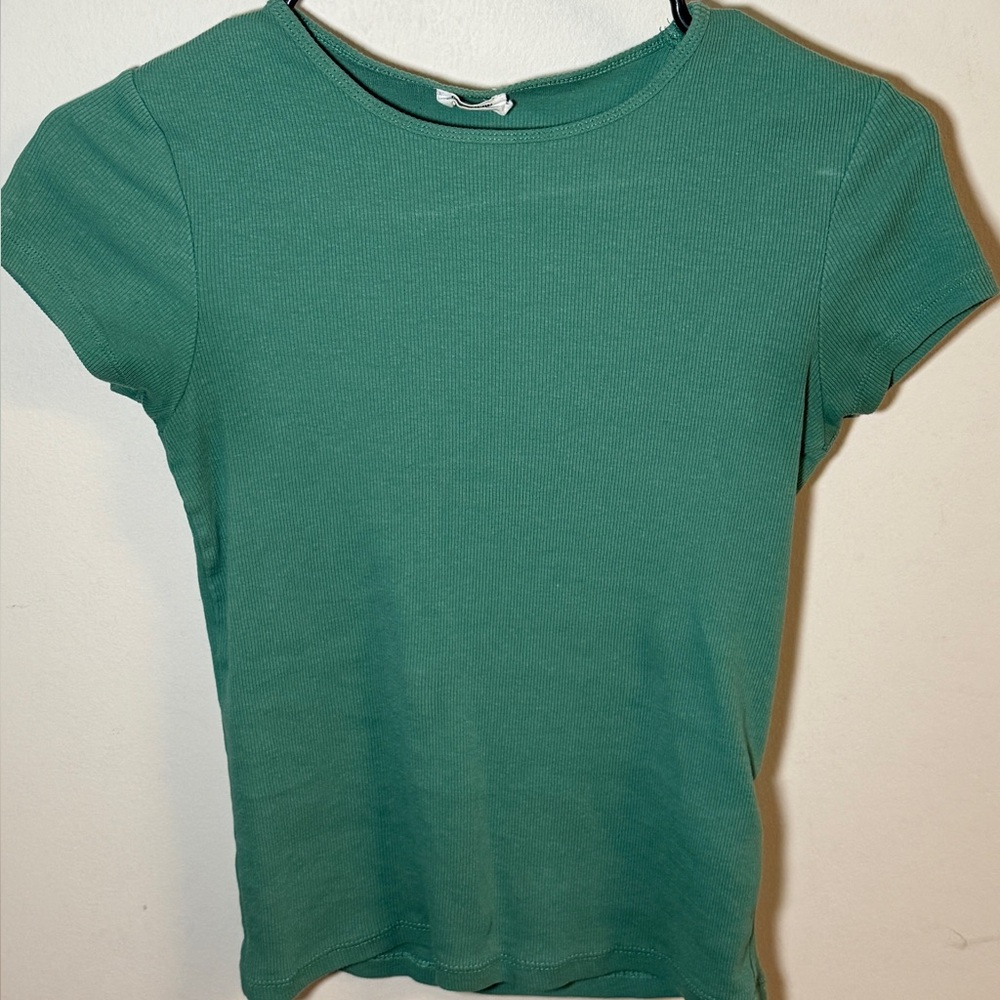 ribbed green cotton:on short sleeve t-shirt